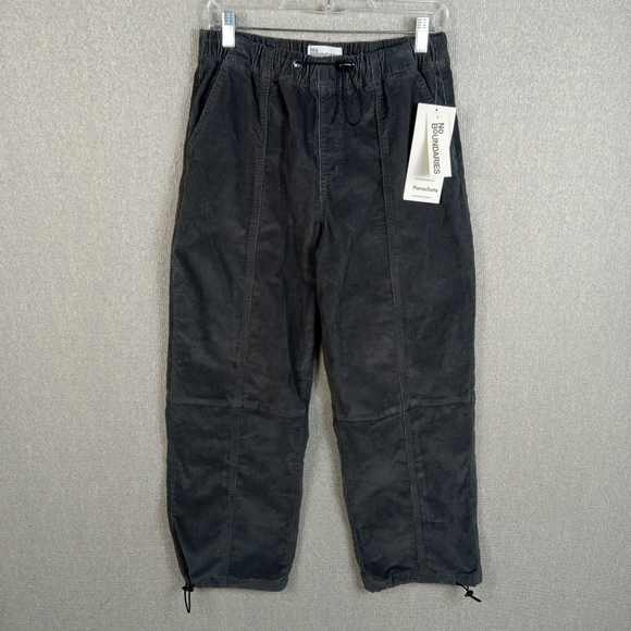 No Boundaries Pants Womens Size Medium Parachute Gray Cargo High Rise Adjustable - Picture 1 of 9